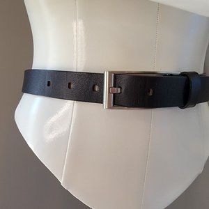 Araldi 1823 Italian Matte Black Leather Silver Buckle Dress Belt size Large